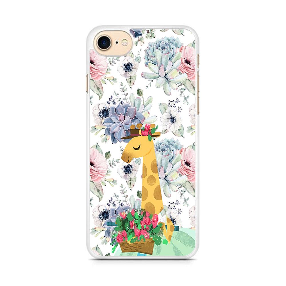 Giraffe Flower Bucket iPhone 8 Case-Oxvistore