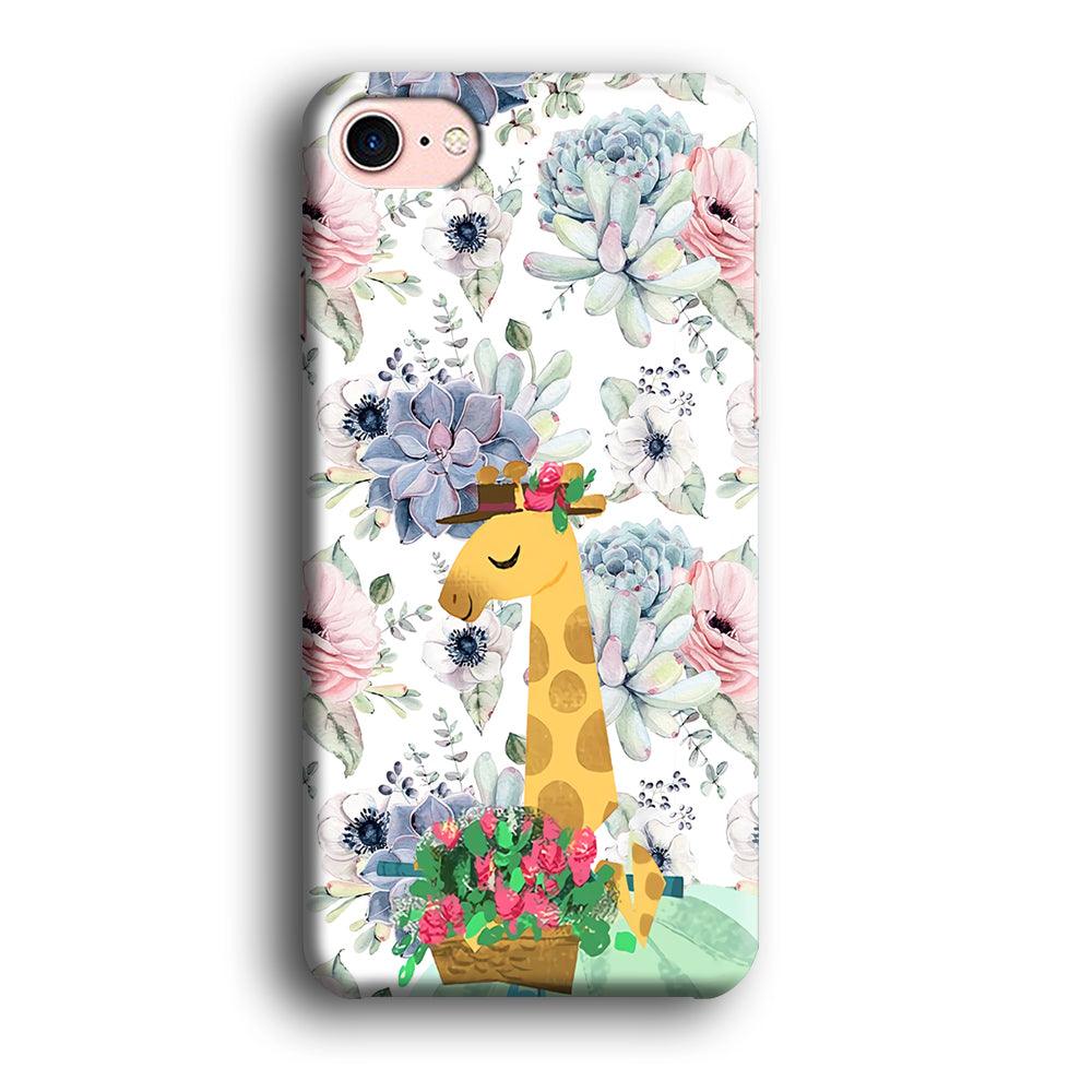 Giraffe Flower Bucket iPhone 8 Case-Oxvistore