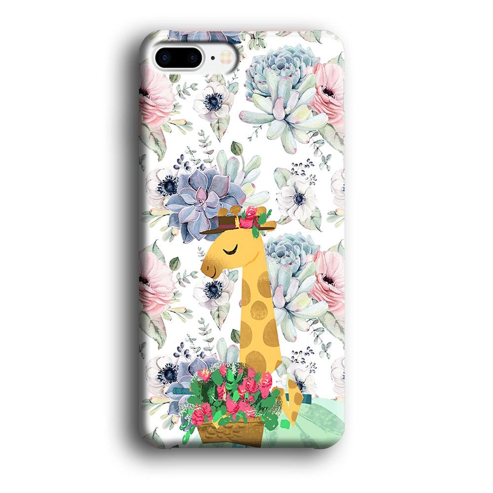 Giraffe Flower Bucket iPhone 8 Plus Case-Oxvistore