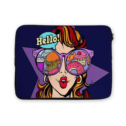 Girl Glasses Fast Food Laptop Sleeve Protective Cover