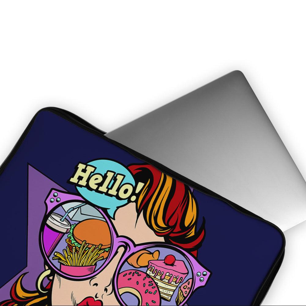 Girl Glasses Fast Food Laptop Sleeve Protective Cover-Oxvistore