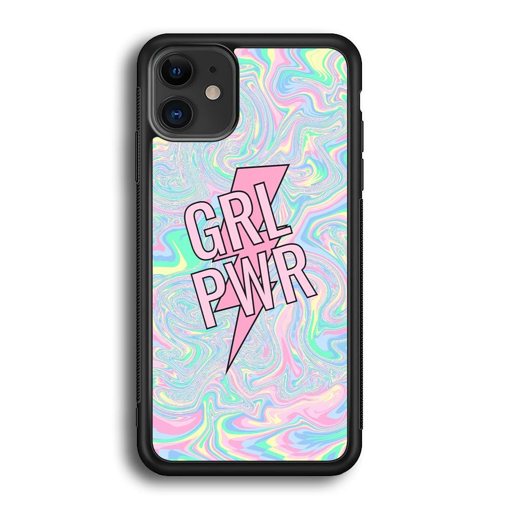 Girl Pink Flash Power iPhone 11 Case-Rubber White (2D Case)-Oxvistore