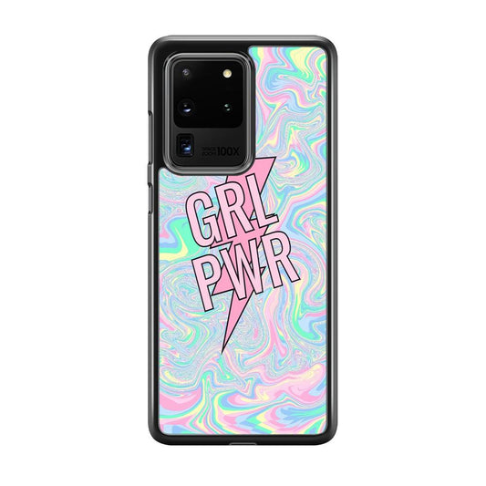 Girl Pink Flash Power Samsung Galaxy S20 Ultra Case-Rubber White (2D Case)-Oxvistore