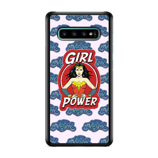 Girl Power is 99% Angel Samsung Galaxy S10 Case-Rubber White (2D Case)-Oxvistore