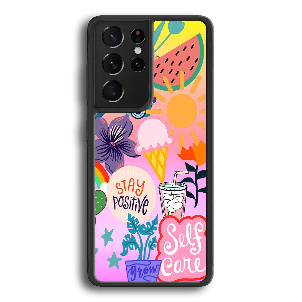 Girly Aesthetic World Samsung Galaxy S21 Ultra Case-Rubber Black (2D Case)-Oxvistore