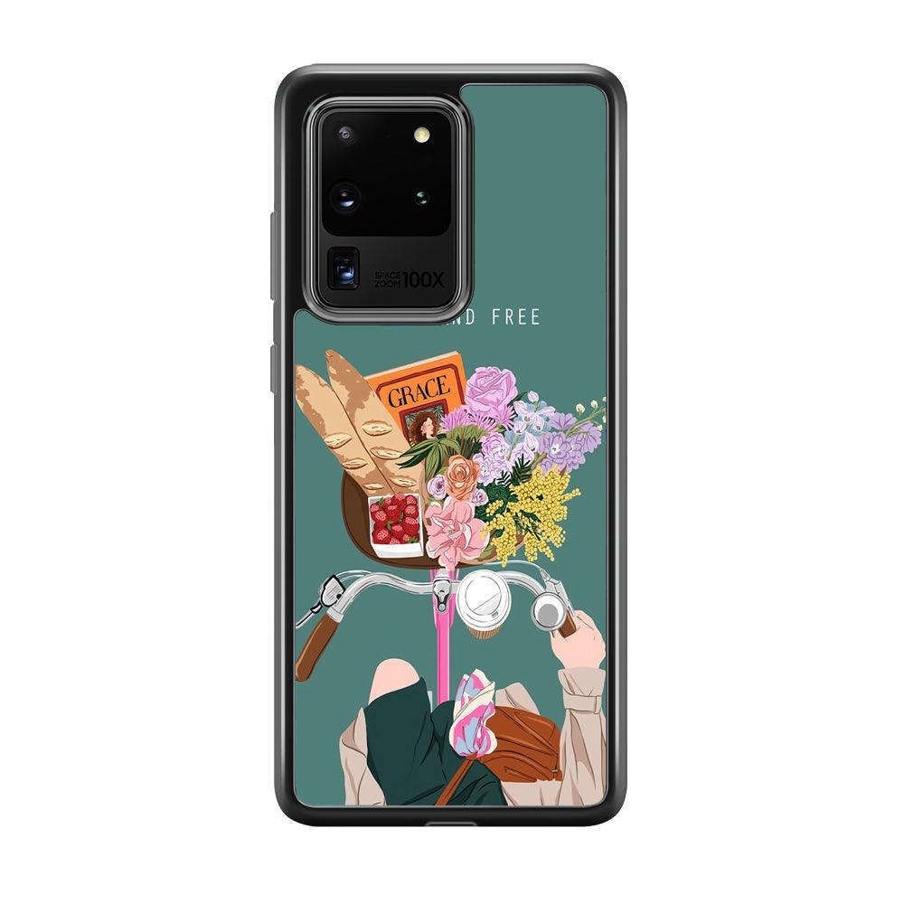 Girly Be Brave and Free Samsung Galaxy S20 Ultra Case-Rubber Black (2D Case)-Oxvistore