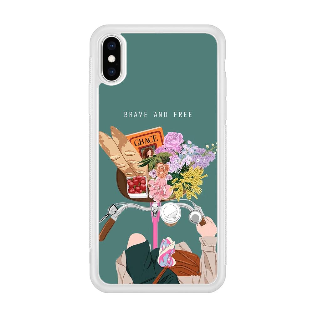 Girly Be Brave and Free iPhone X Case-Oxvistore