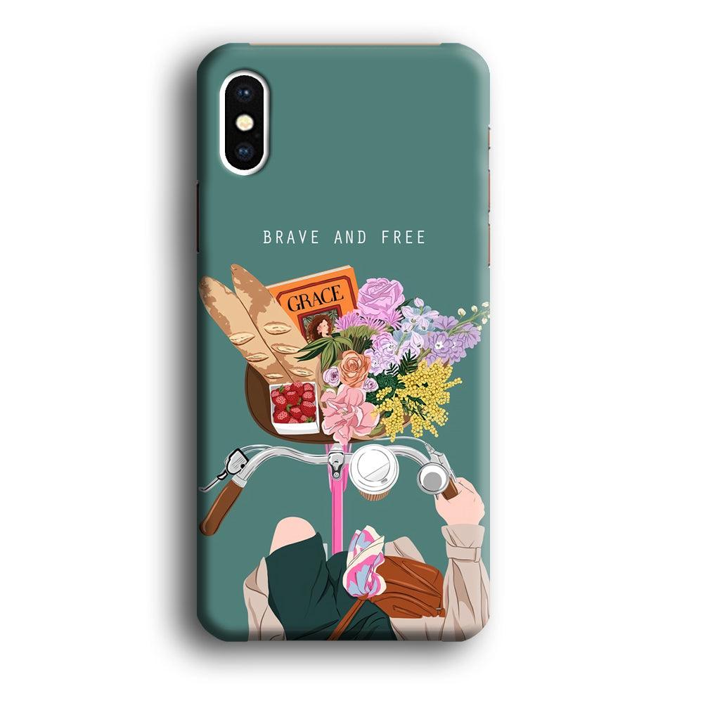 Girly Be Brave and Free iPhone X Case-Oxvistore