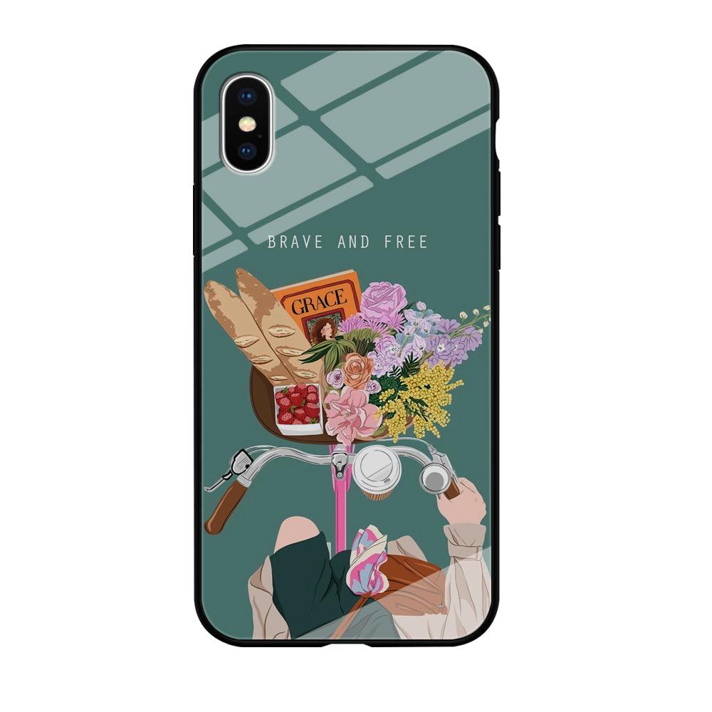 Girly Be Brave and Free iPhone X Case-Oxvistore