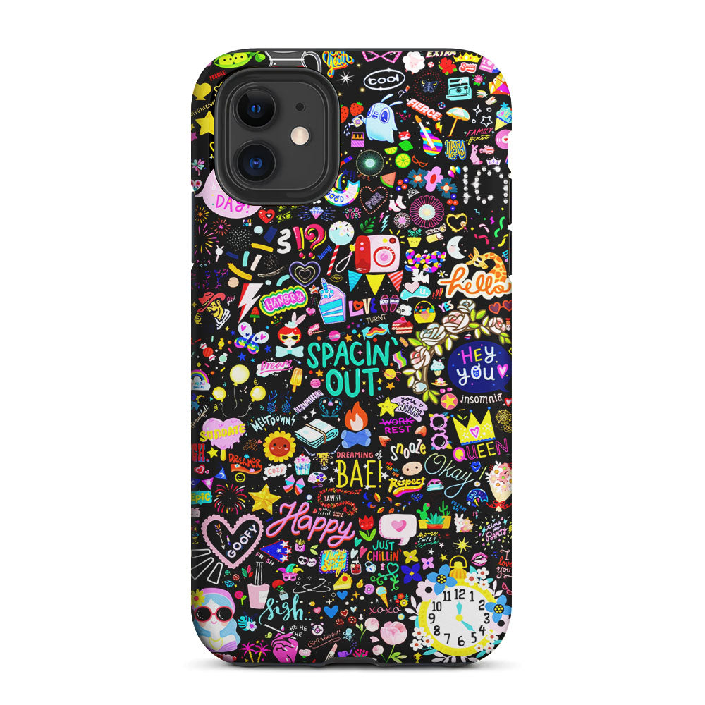 Girly Mixed Doodle 2 in 1 Tough Phone Case