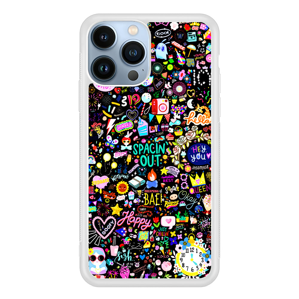 Girly Mixed Doodle 2D Rubber Phone Case