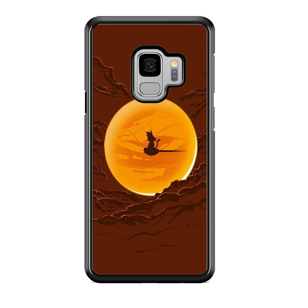 Goku Silhouette of The Moon Samsung Galaxy S9 Case-Rubber White (2D Case)-Oxvistore