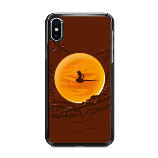 Goku Silhouette of The Moon iPhone XS Case-Rubber Black (2D Case)-Oxvistore