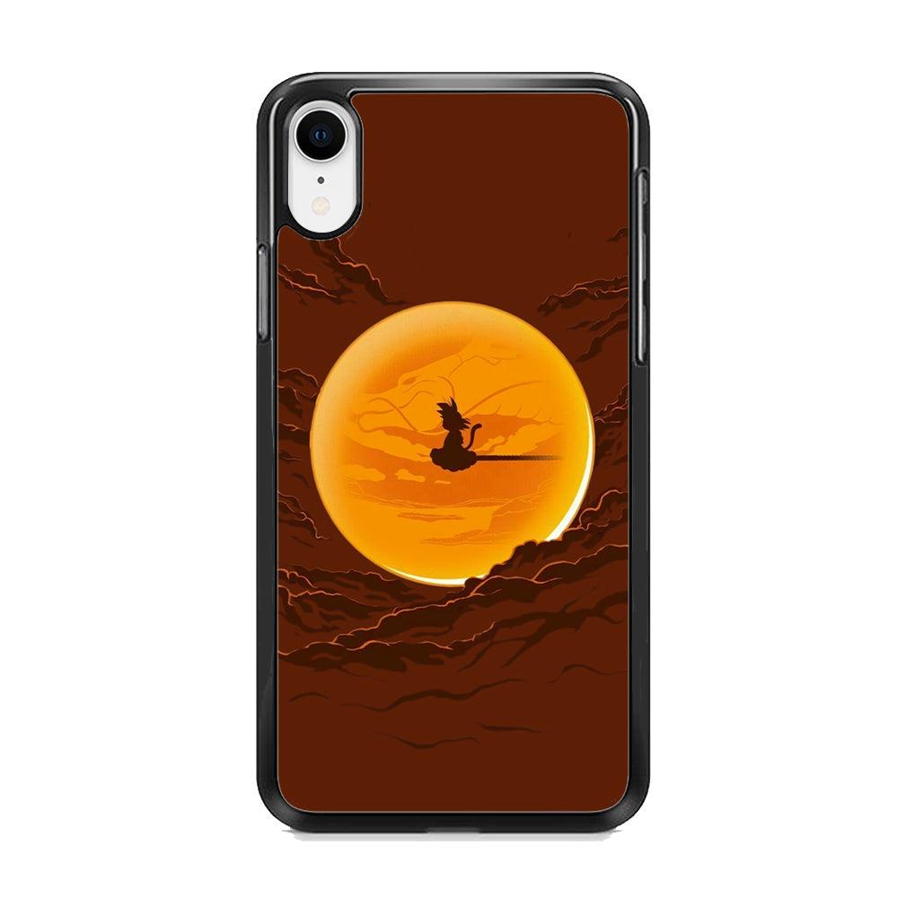 Goku Silhouette of The Moon iPhone XR Case-Rubber Black (2D Case)-Oxvistore