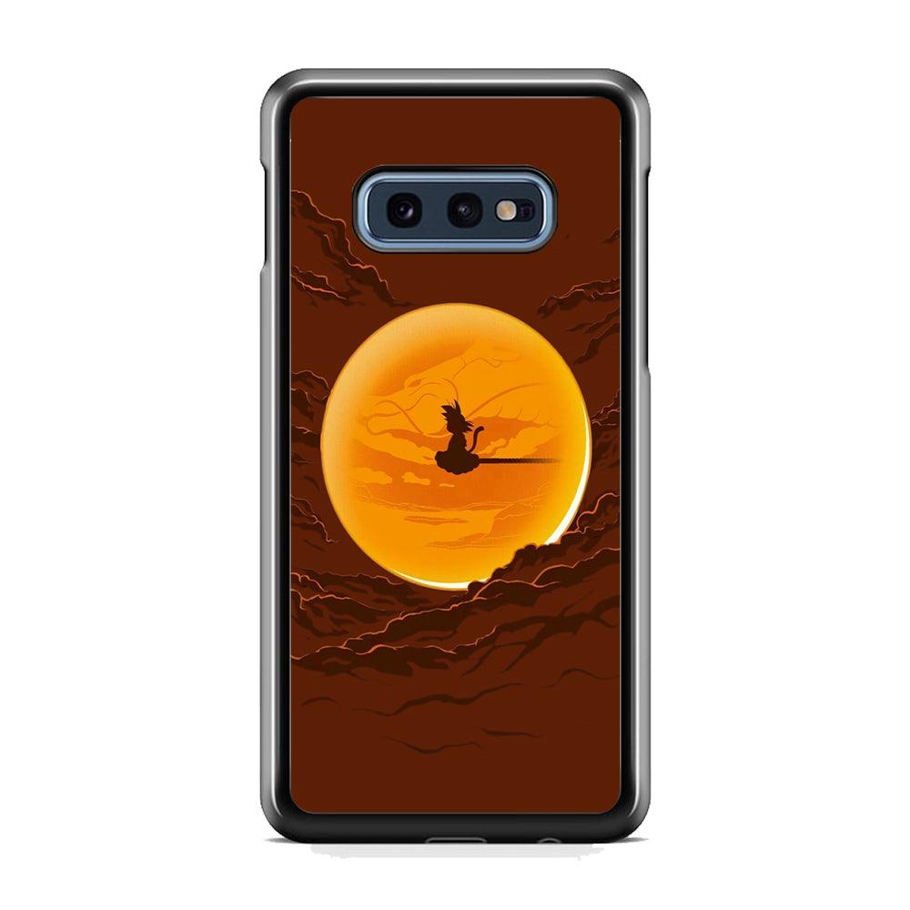Goku Silhouette of The Moon Samsung Galaxy S10E Case-Rubber White (2D Case)-Oxvistore