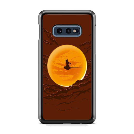 Goku Silhouette of The Moon Samsung Galaxy S10E Case-Rubber White (2D Case)-Oxvistore