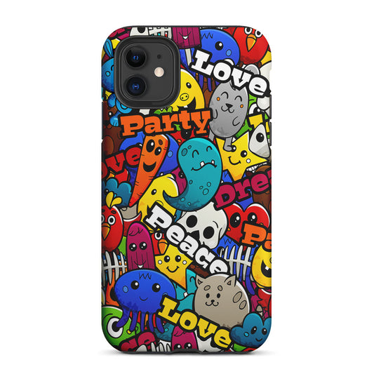 Graffiti Cartoon Abstract Doodle 2 in 1 Tough Phone Case