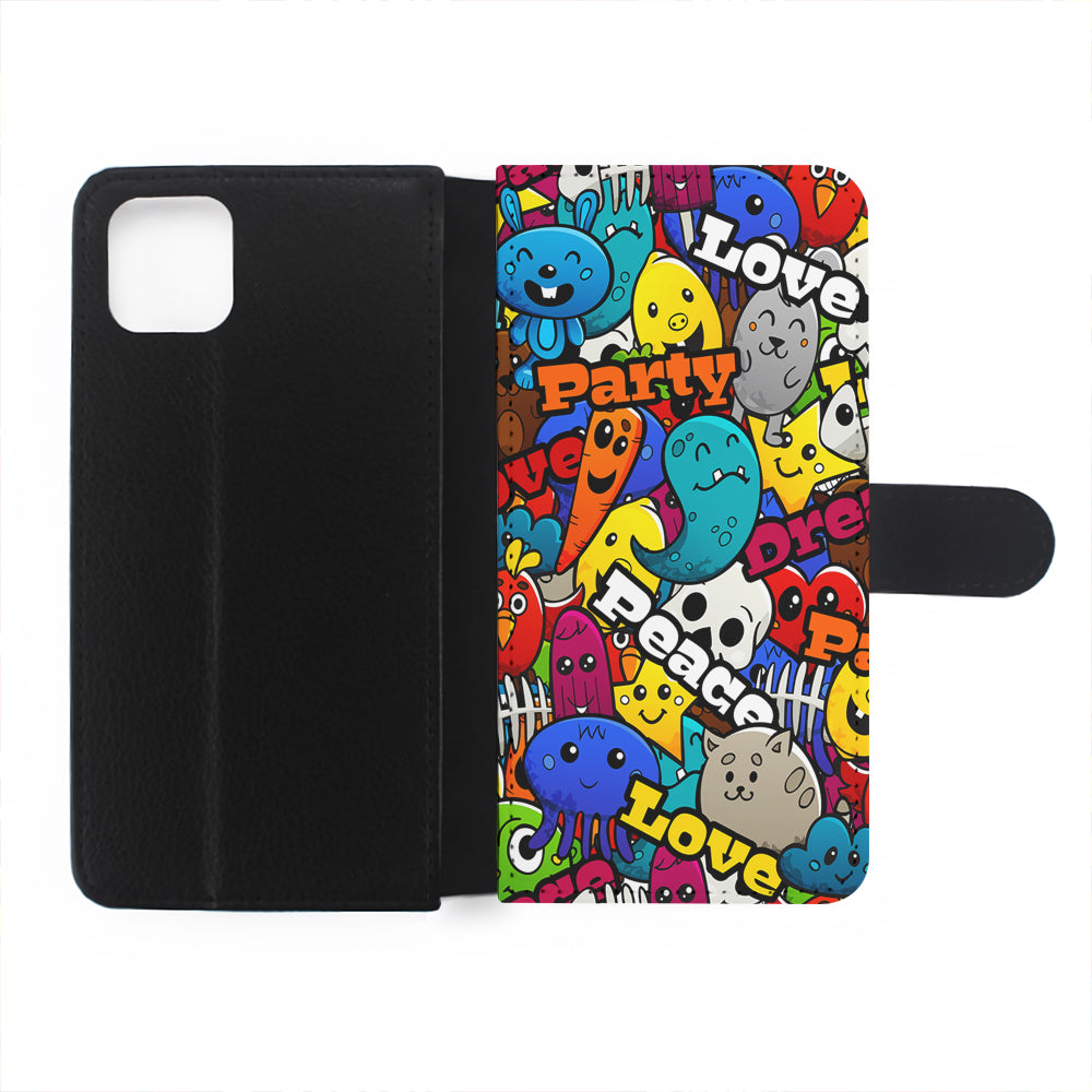 Graffiti Cartoon Abstract Doodle Flip Wallet Phone Case