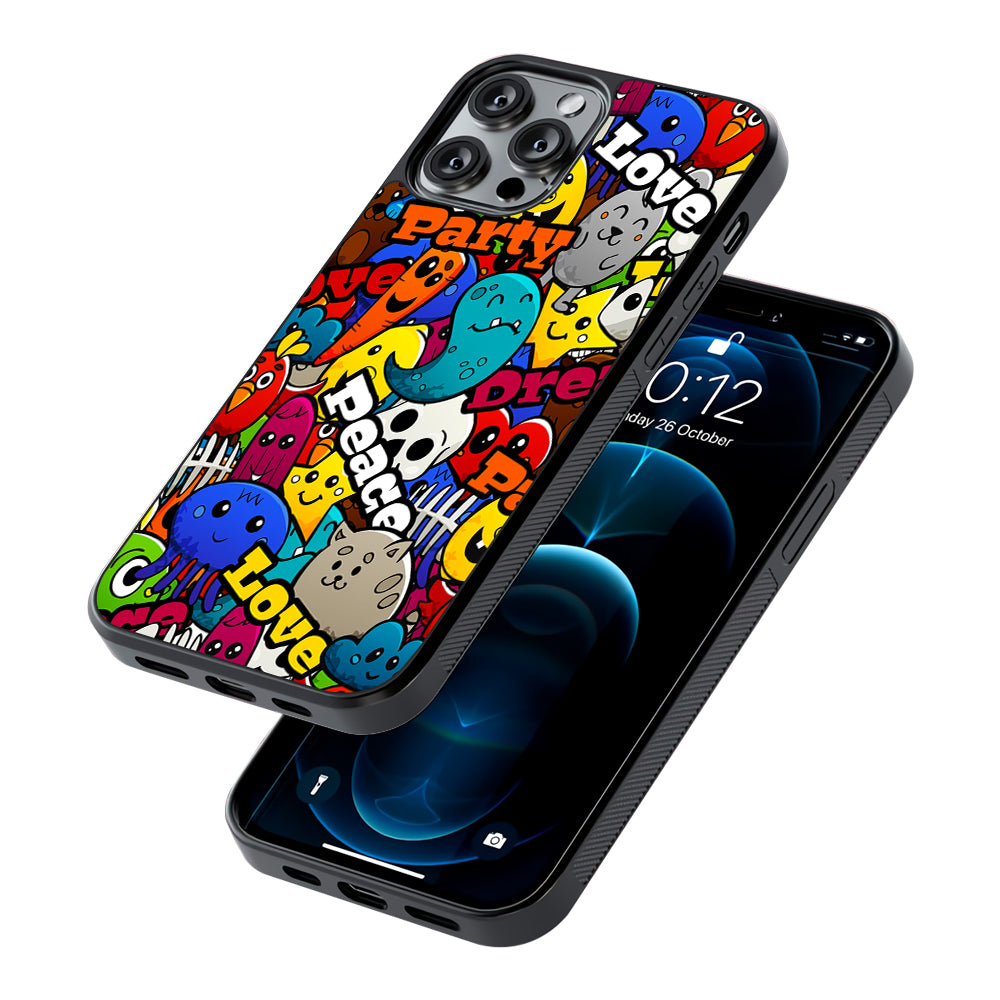 Graffiti Cartoon Abstract Doodle 2D Rubber Phone Case