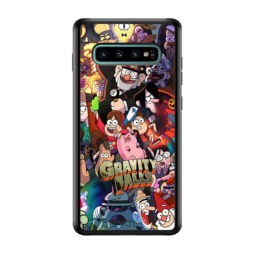 Gravity Falls Team Around The World Samsung Galaxy S10 Case-Rubber Black (2D Case)-Oxvistore