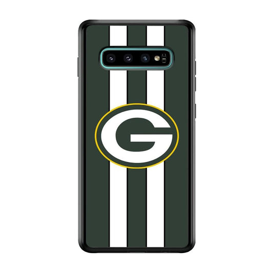 Green Bay Packers Circle on Center Samsung Galaxy S10 Case-Rubber Black (2D Case)-Oxvistore