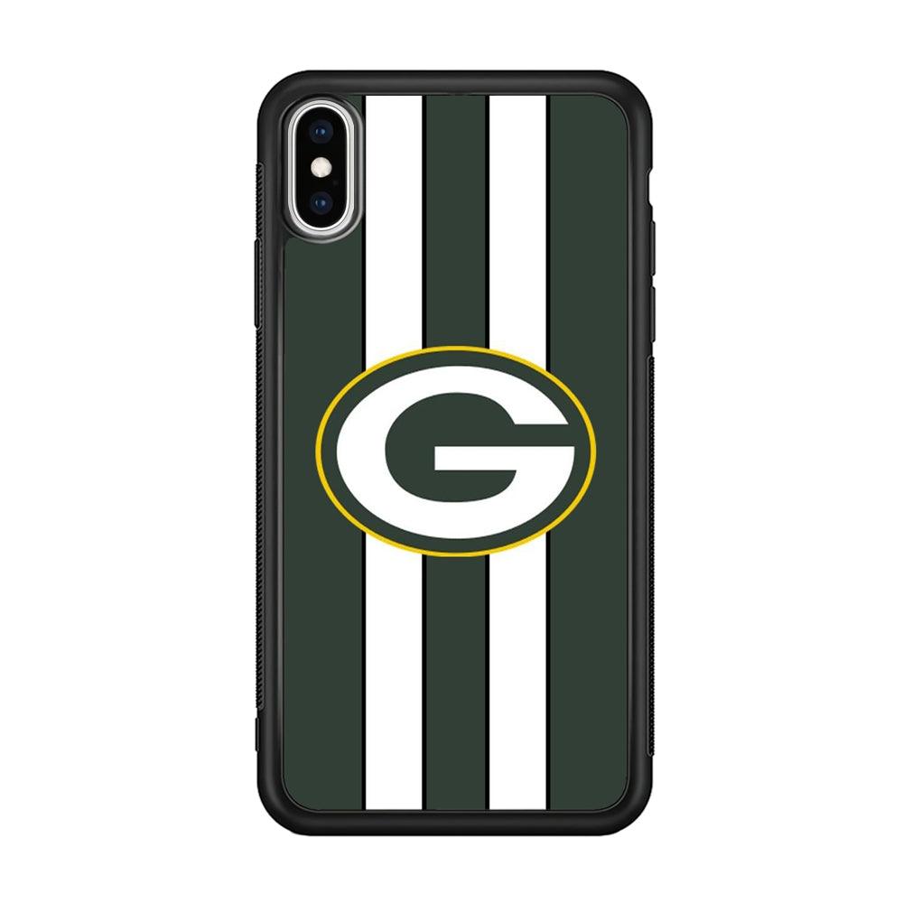 Green Bay Packers Circle on Center iPhone XS Case-Rubber Black (2D Case)-Oxvistore