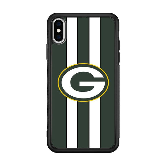 Green Bay Packers Circle on Center iPhone Xs Max Case-Rubber Black (2D Case)-Oxvistore