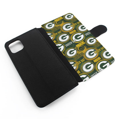 Green Bay Packers Pattern Flip Wallet Phone Case