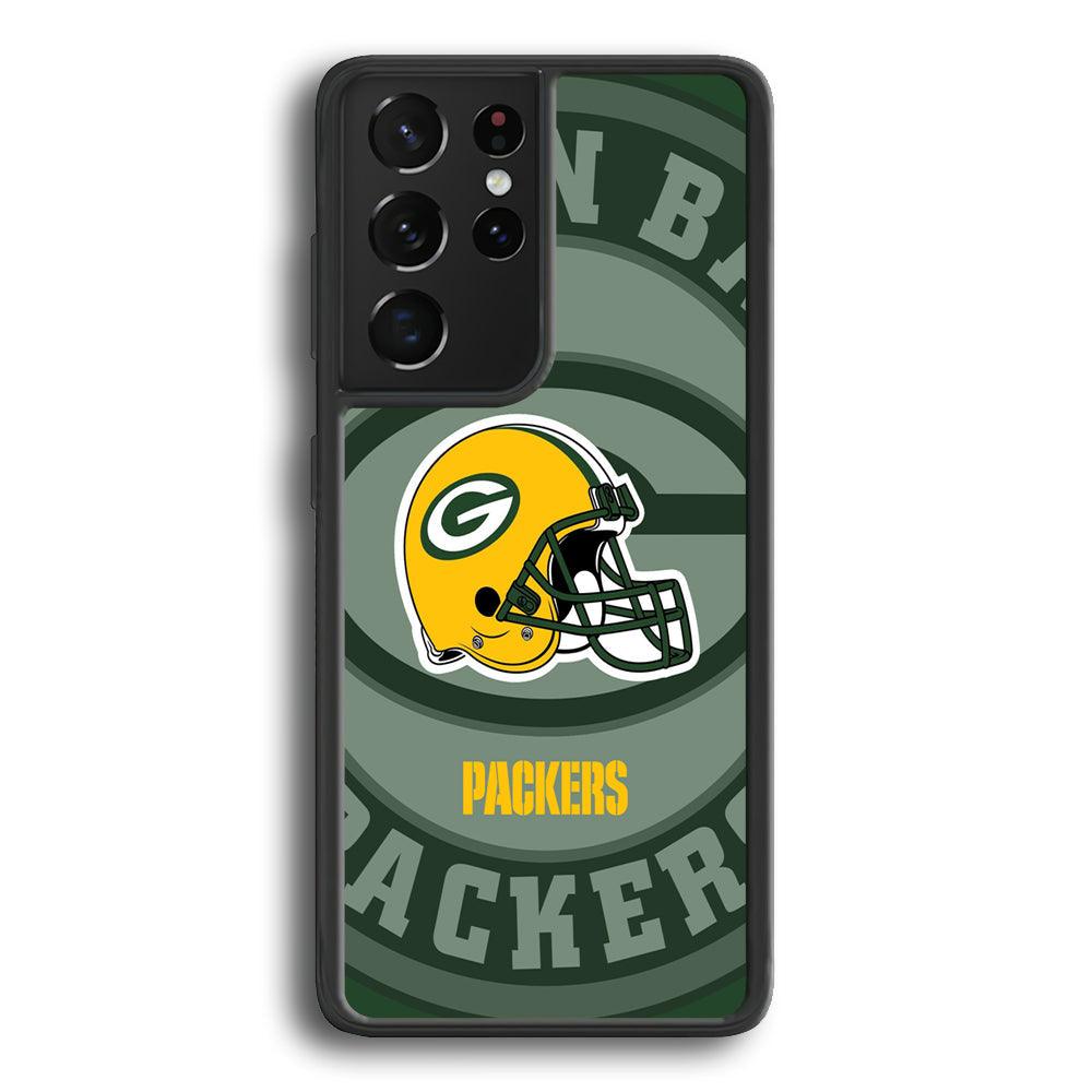 Green Bay Packers Yellow Helmet Samsung Galaxy S24 Ultra Case-Rubber Black (2D Case)-Oxvistore