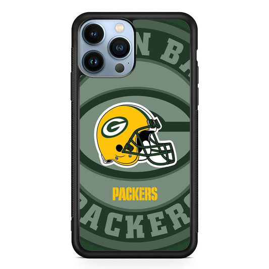 Green Bay Packers Yellow Helmet iPhone 14 Pro Case-Rubber Black (2D Case)-Oxvistore