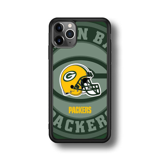 Green Bay Packers Yellow Helmet iPhone 11 Pro Max Case-Rubber Black (2D Case)-Oxvistore