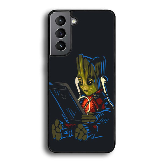 Groot Feel The Good Time Samsung Galaxy S22 Plus Case-Rubber Black (2D Case)-Oxvistore