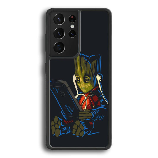 Groot Feel The Good Time Samsung Galaxy S24 Ultra Case-Rubber Black (2D Case)-Oxvistore