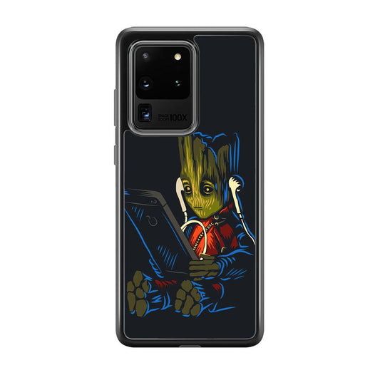 Groot Feel The Good Time Samsung Galaxy S20 Ultra Case-Rubber Black (2D Case)-Oxvistore