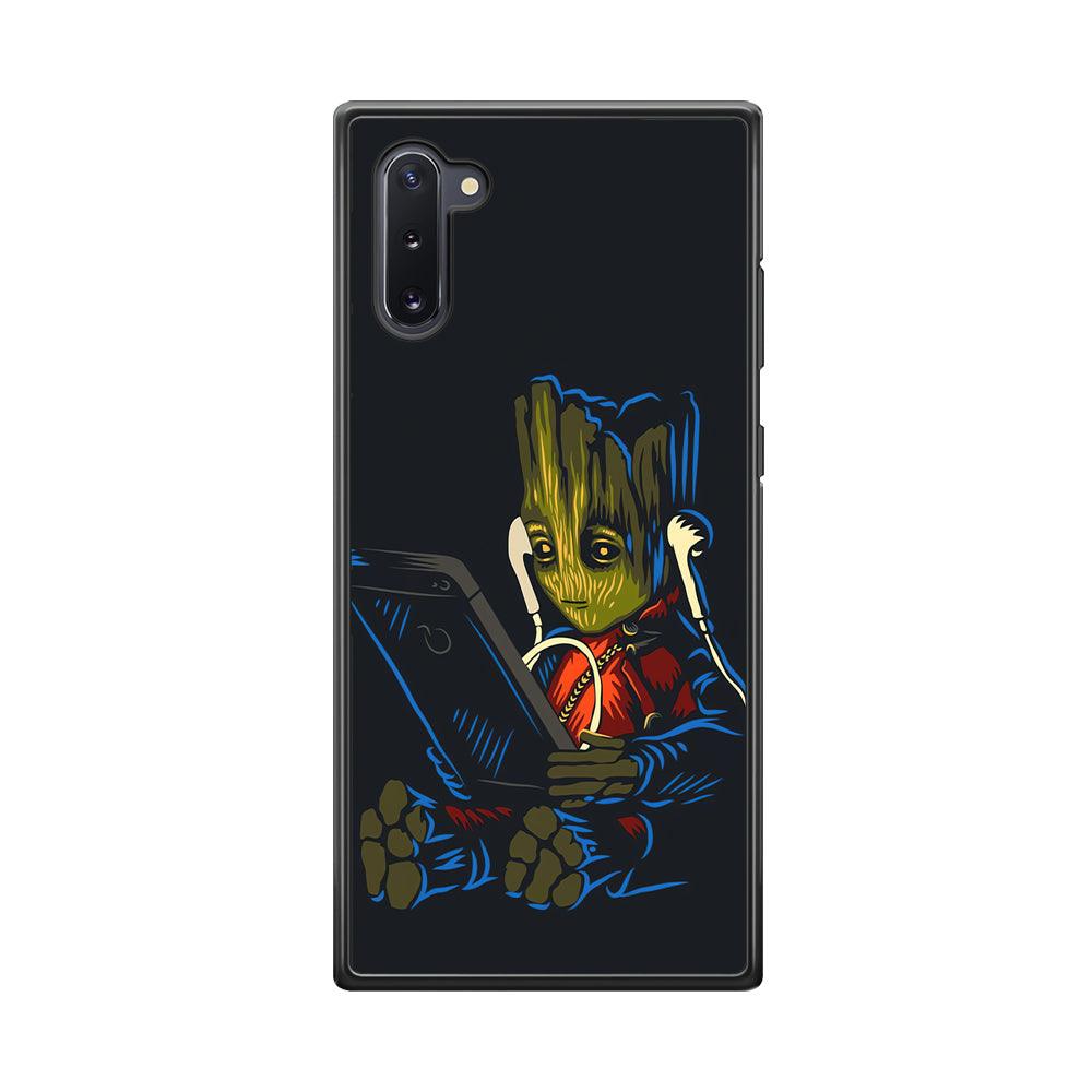 Groot Feel The Good Time Samsung Galaxy Note 10 Case-Rubber Black (2D Case)-Oxvistore