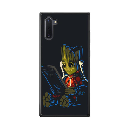 Groot Feel The Good Time Samsung Galaxy Note 10 Case-Rubber Black (2D Case)-Oxvistore