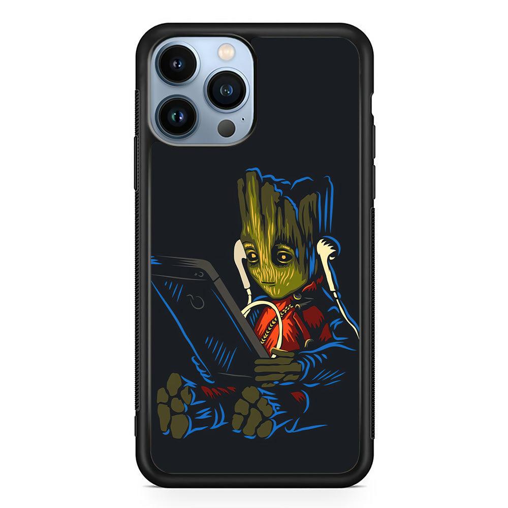 Groot Feel The Good Time iPhone 15 Pro Max Case-Rubber Black (2D Case)-Oxvistore