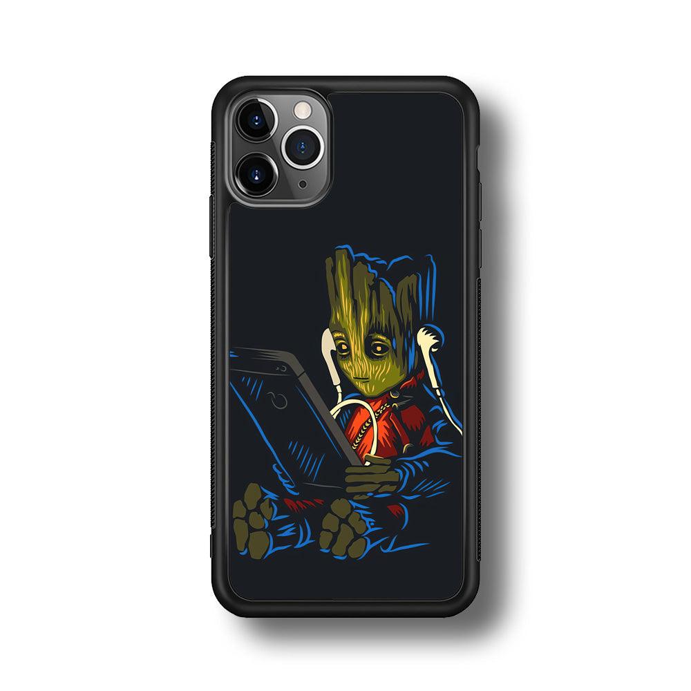Groot Feel The Good Time iPhone 11 Pro Max Case-Rubber Black (2D Case)-Oxvistore