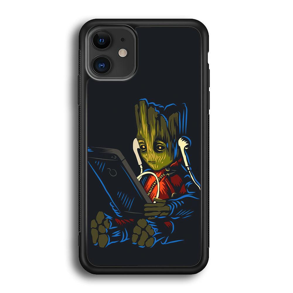 Groot Feel The Good Time iPhone 12 Case-Rubber Black (2D Case)-Oxvistore