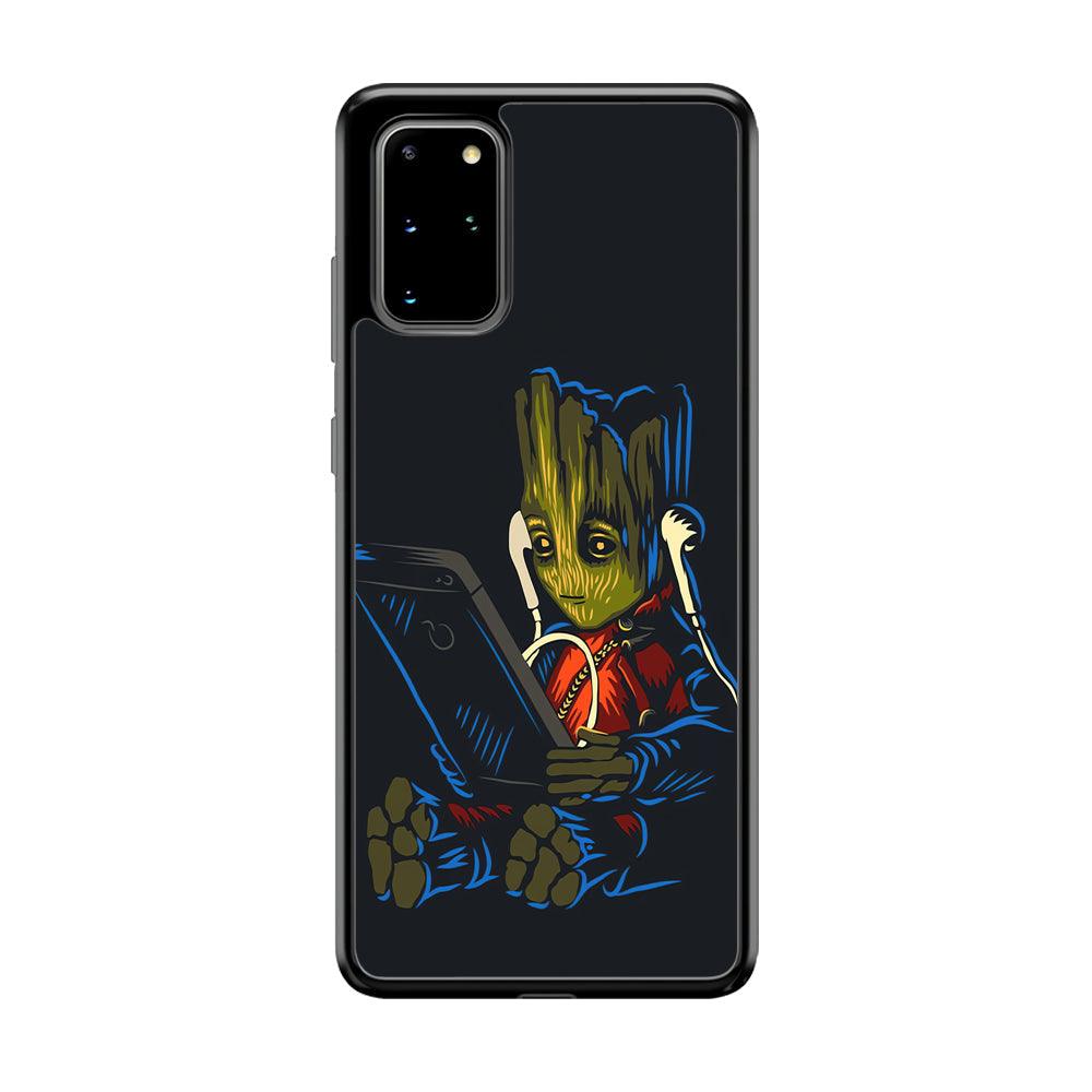 Groot Feel The Good Time Samsung Galaxy S20 Plus Case-Rubber Black (2D Case)-Oxvistore
