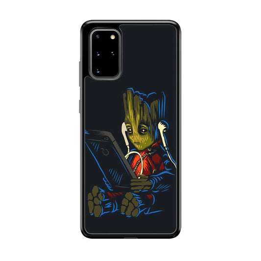 Groot Feel The Good Time Samsung Galaxy S20 Plus Case-Rubber Black (2D Case)-Oxvistore