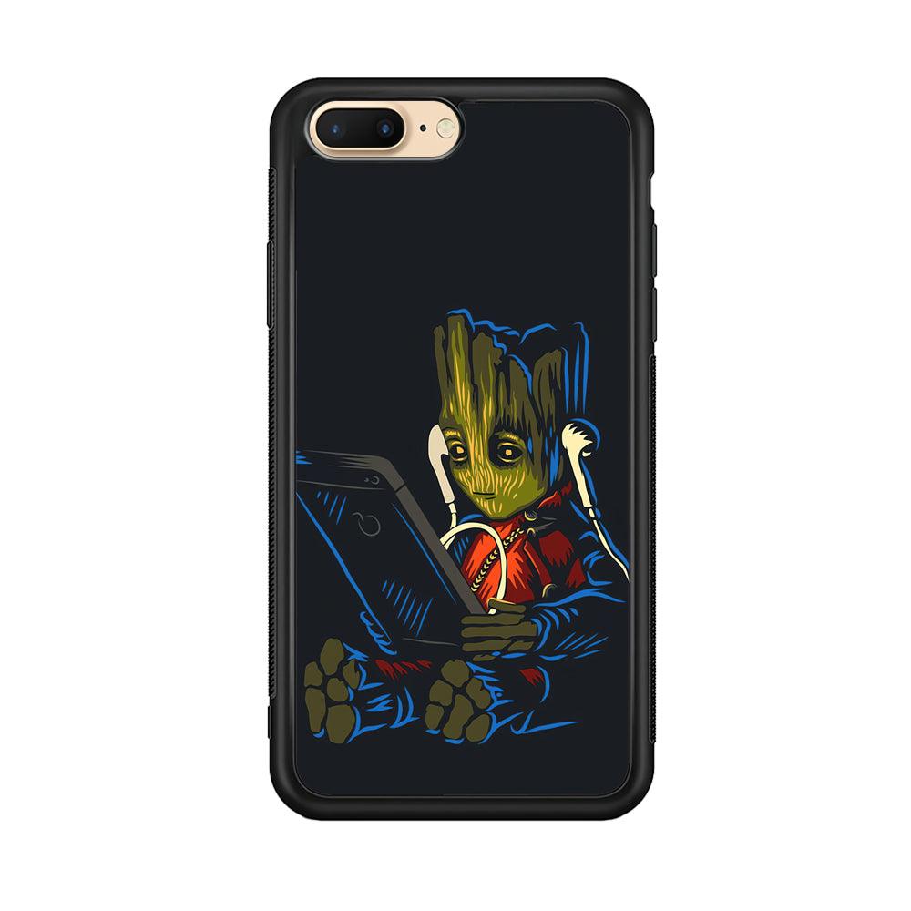 Groot Feel The Good Time iPhone 7 Plus Case-Rubber Black (2D Case)-Oxvistore