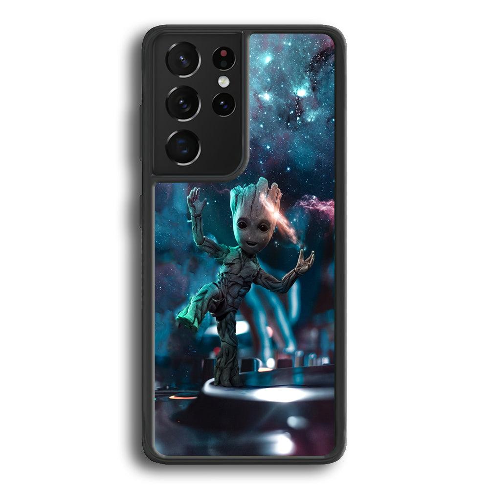 Groot Night Dancing Samsung Galaxy S23 Ultra Case-Rubber Black (2D Case)-Oxvistore