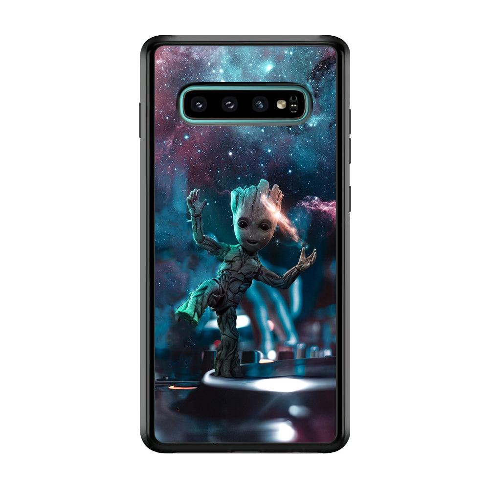 Groot Night Dancing Samsung Galaxy S10 Case-Rubber Black (2D Case)-Oxvistore