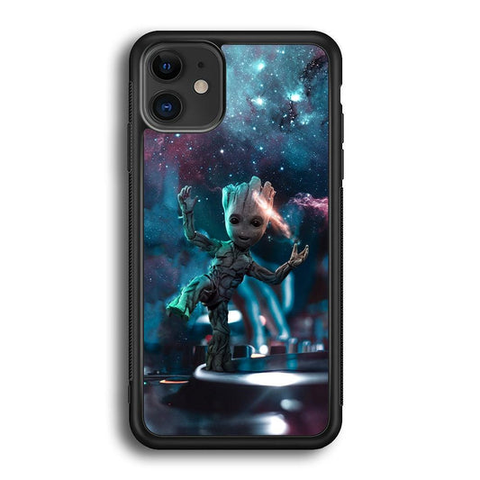 Groot Night Dancing iPhone 12 Case-Rubber Black (2D Case)-Oxvistore