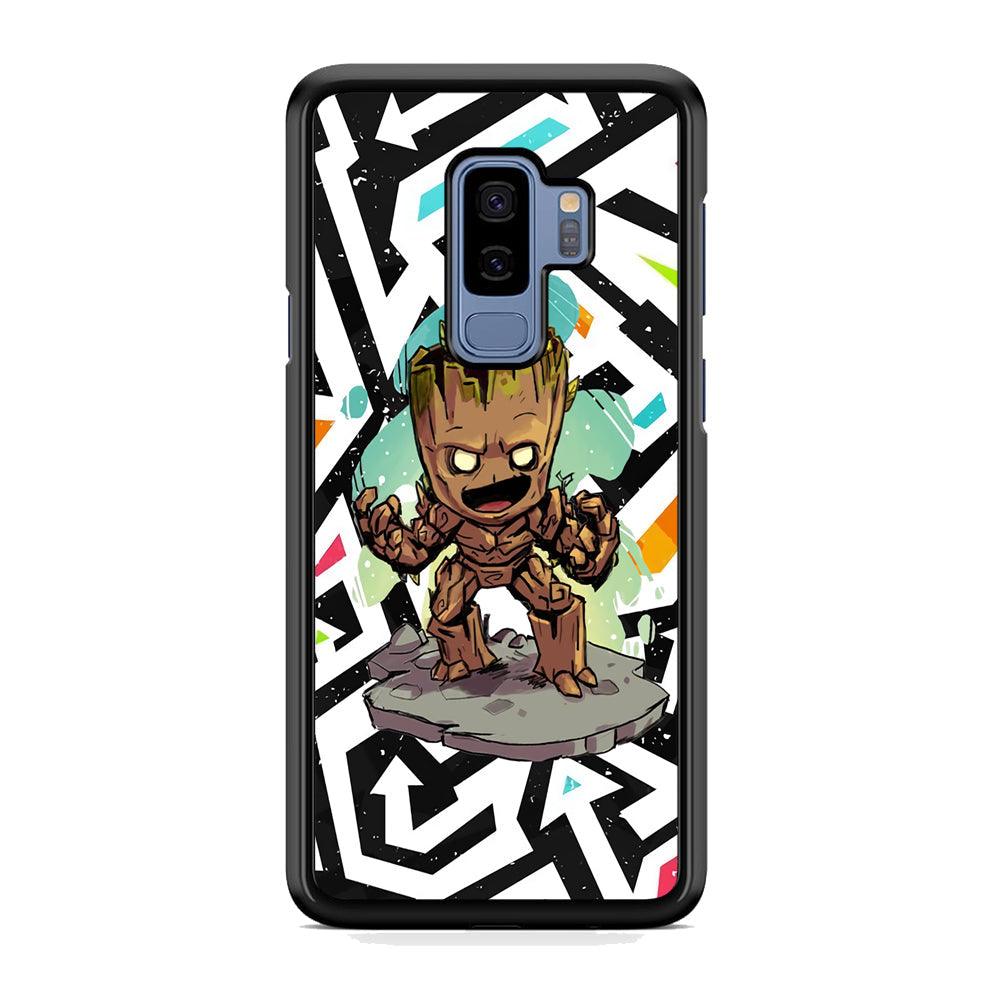 Groot Scream Power Samsung Galaxy S9 Plus Case-Rubber Black (2D Case)-Oxvistore