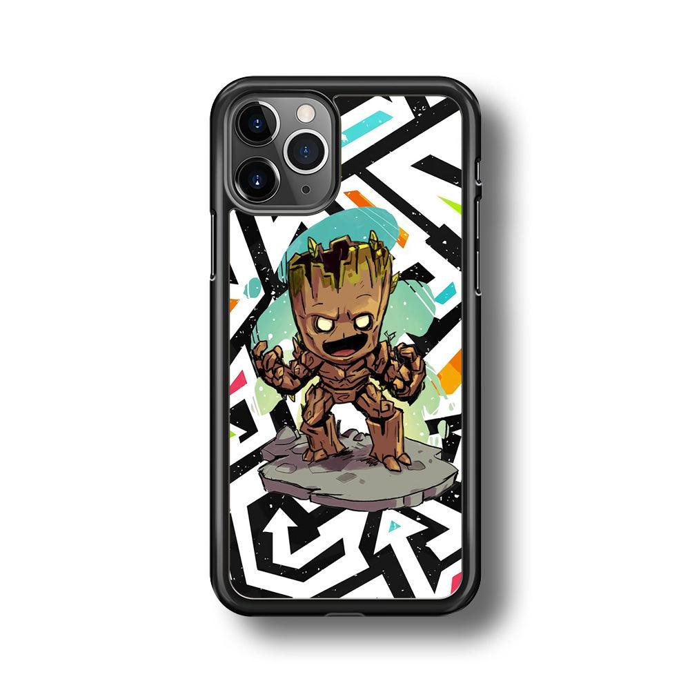 Groot Scream Power iPhone 11 Pro Max Case-Rubber Black (2D Case)-Oxvistore
