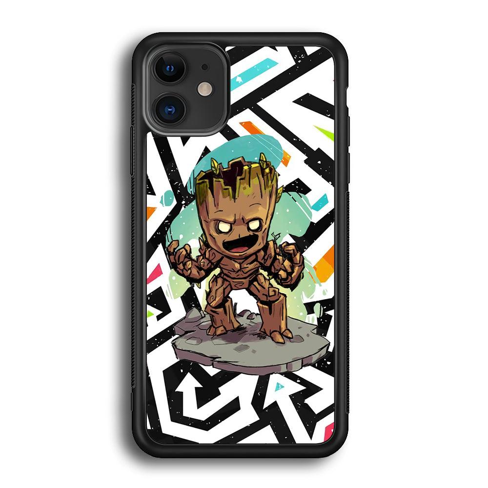 Groot Scream Power iPhone 11 Case-Rubber White (2D Case)-Oxvistore