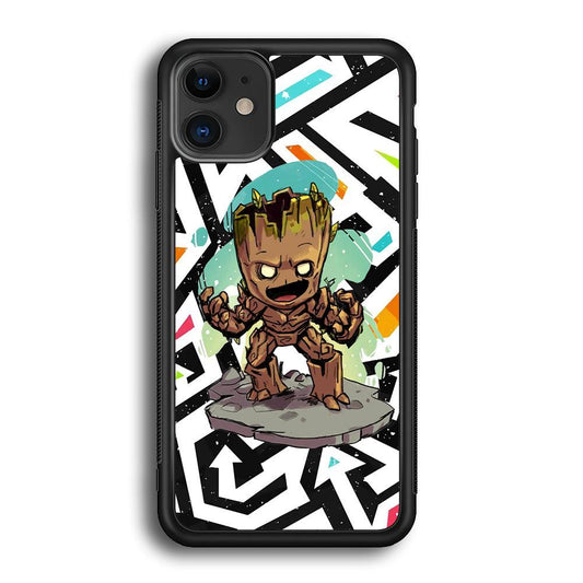 Groot Scream Power iPhone 11 Case-Rubber White (2D Case)-Oxvistore
