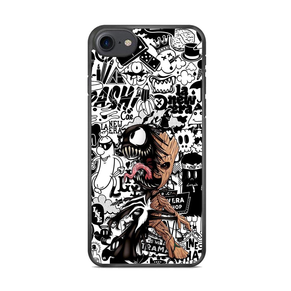 Groot x Venom Fusion Mode iPhone 8 Case-Rubber Black (2D Case)-Oxvistore